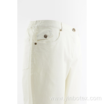 Cotton woven cropped trousers